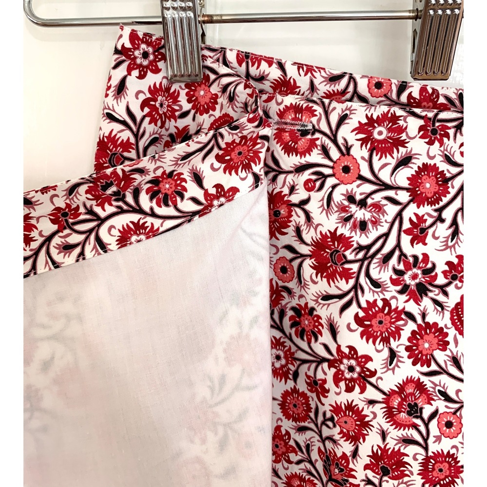 Charter Club Red White Urban Jungle Floral Cotton Wrap Knee Length Skirt 16 - Picture 6 of 14